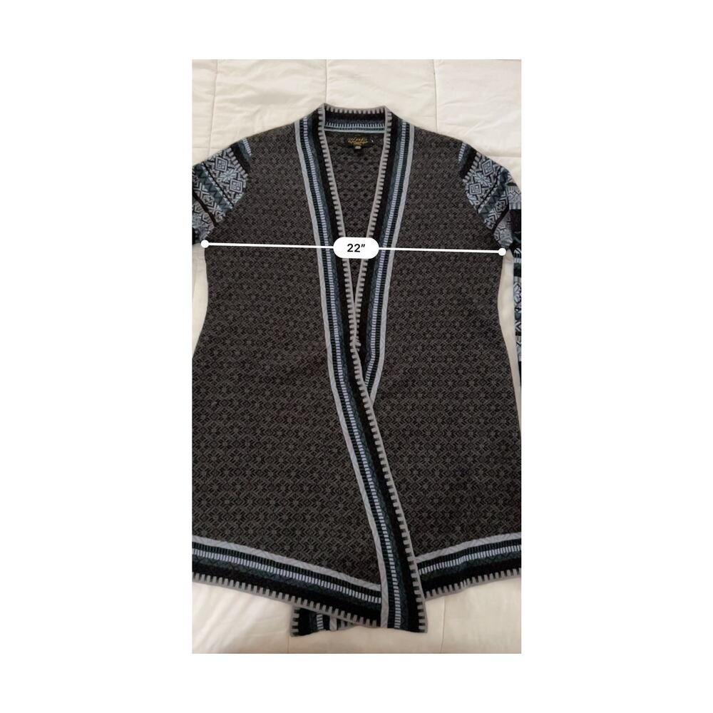Icelandic Women's Cardigan Sweater Size L Merino Wool Blend Fair Isle Pockets - Picture 6 of 7
